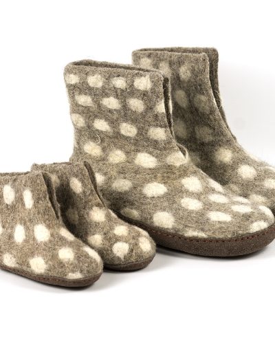 Puur Nepal viltpantoffel stip volwassenen met rubberen antislip zool Texelse Schapenboet wol