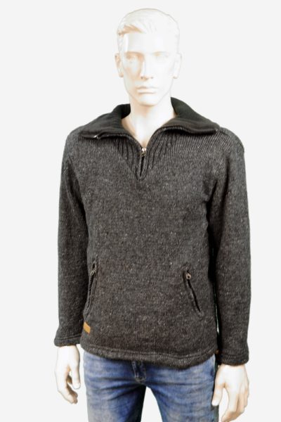 Schapenwollen schipperstrui antraciet