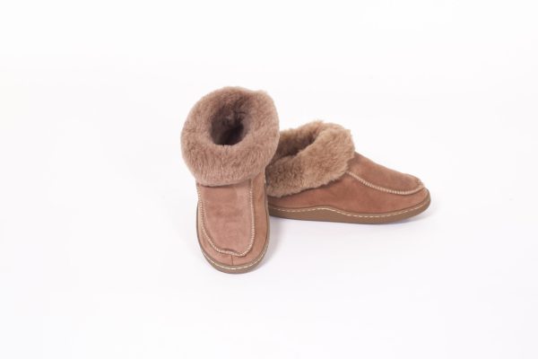 Deluxe pantoffels schapenwol met antislipzool, beige