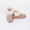 Deluxe pantoffel beige met witte bontrand en antislipzool