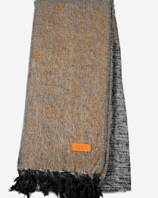 Geborstelde katoenen sjaal omslagdoek bruin antraciet Texese Schapenboet