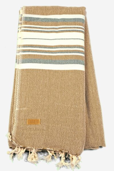 Sjaal kaki grey stripe Puur Nepal Texelse Schapenboet