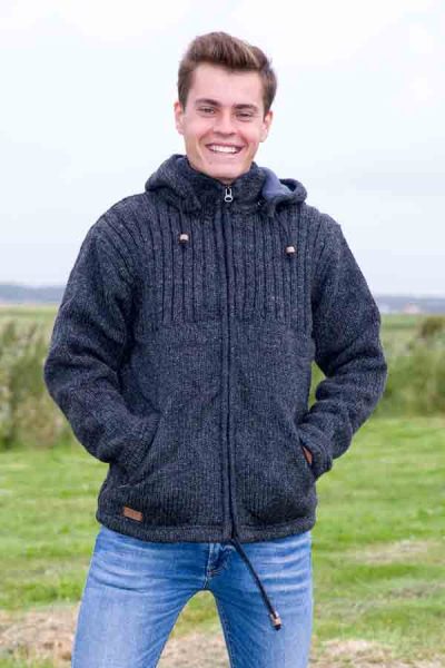 Herenvest antraciet ribbel