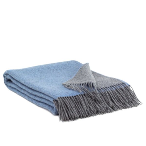 Plaid Carolina blauw/licht grijs 100% wol
