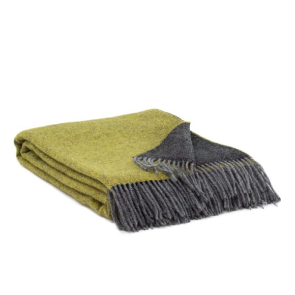 Plaid Moon Light geel/donkergrijs 100% wol