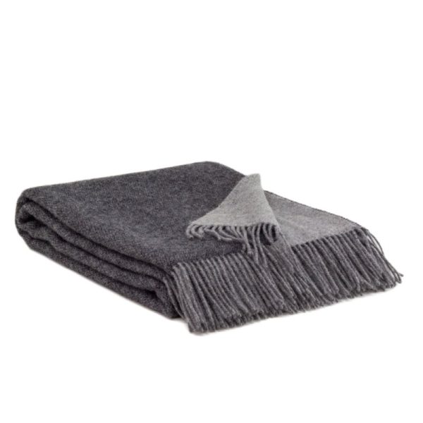 Plaid Onyx donkergrijs/licht grijs-taupe 100% wol