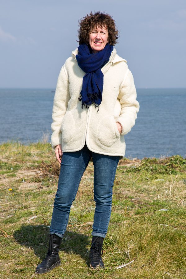 Vest-jas van 100% wol ecru (met afritsbare mouwen) - Afbeelding 2