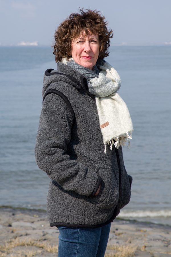 Vest-jas van 100% wol antraciet (met afritsbare mouwen)