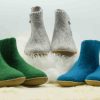 Puur Nepal viltpantoffels rubberen zool. Viltsloffen met rubberen zool Texelse Schapenboet