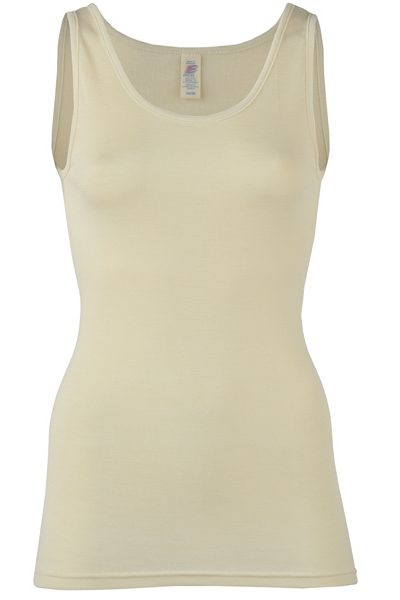 Halterhemdje van wol en zijde wolwit