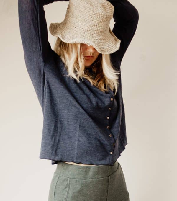 Jalfe cardigan oversized vest 100% wol Texelse Schapenboet Schapenboet op Texel dun wollen vest