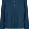merino wollen vestje "model cardigan" met lange mouw in de kleur jeans blue