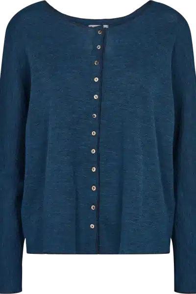 merino wollen vestje "model cardigan" met lange mouw in de kleur jeans blue