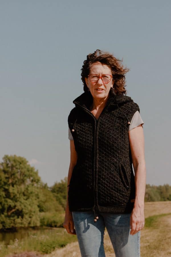 Wollen bodywarmer gerstekorrel - Afbeelding 4