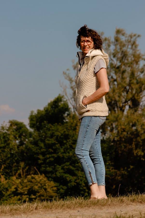 Wollen bodywarmer gerstekorrel - Afbeelding 6