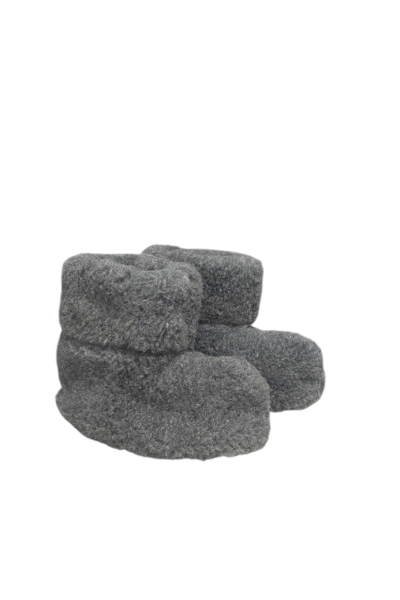 Schapenwol slof met antislipzool (rubber) antraciet.